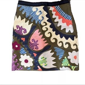 ANTHROPOLOGIE Vanessa Virginia Tulipa Skirt Size 2 Embroidered Lined